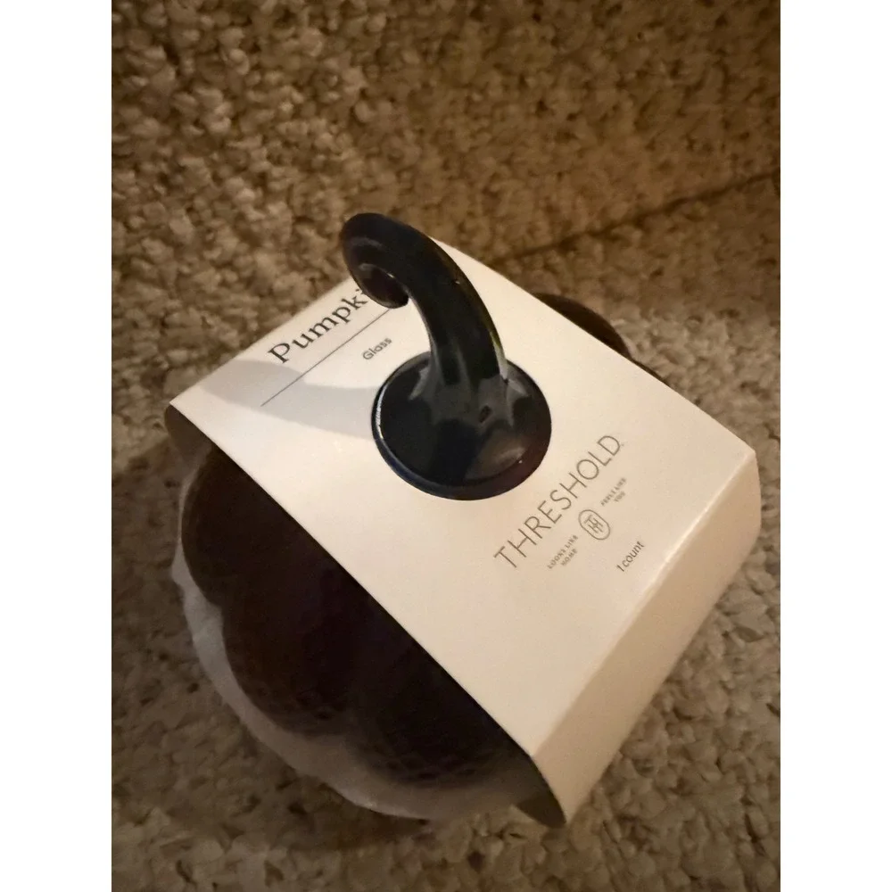 Threshold brown Glass Fall Pumpkin candy jar decor Halloween Thanksgiving